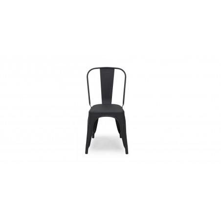 Tolix Table and 6 Chairs Black Metal & MDF Top