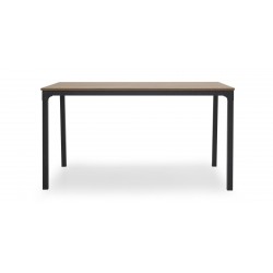 Tolix Table and 6 Chairs Black Metal & MDF Top