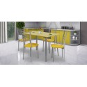 Laurenza Table and 4 Chairs Metal/Yellow Glass