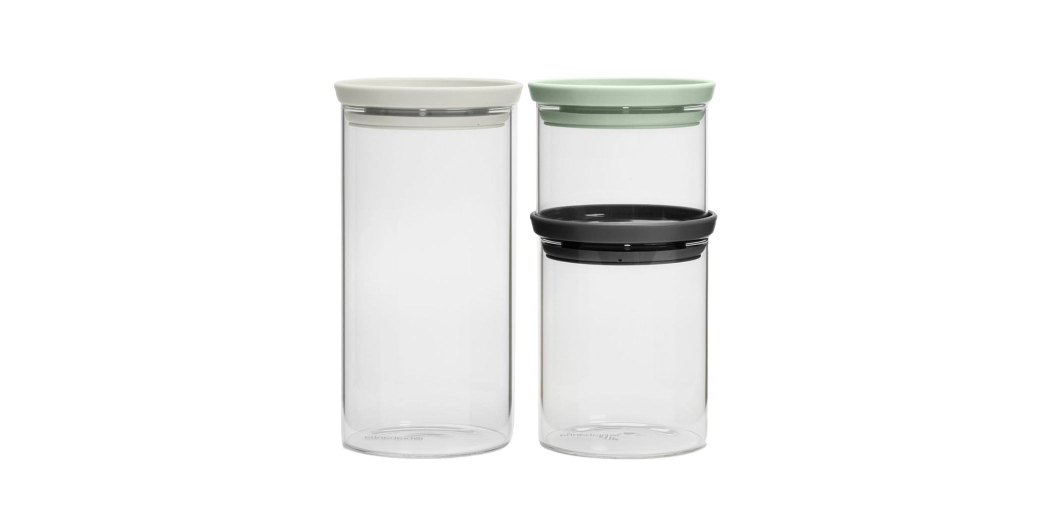 Brabantia 100550 Set of 3 Pcs Mixed Stackable 10YW Glass Jars "O"