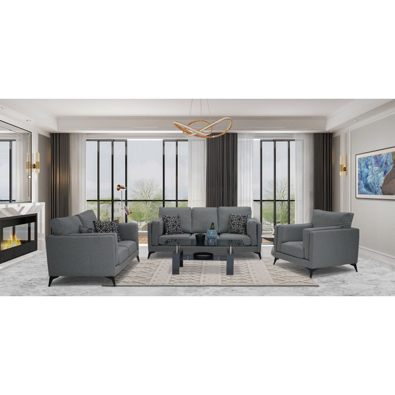 Burbank 3 Seater+2 Seater+1 Seater in Grey Col Fabric