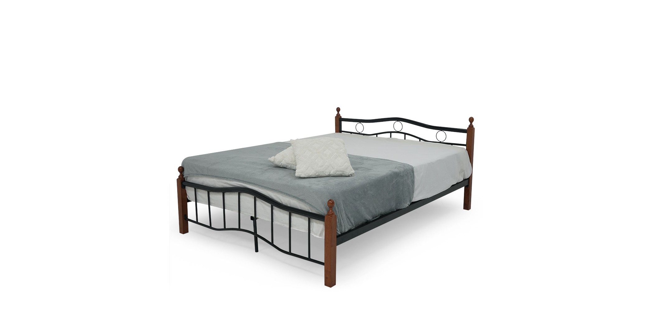 Bianca Bed 150x190 cm Rubberwood/Metal