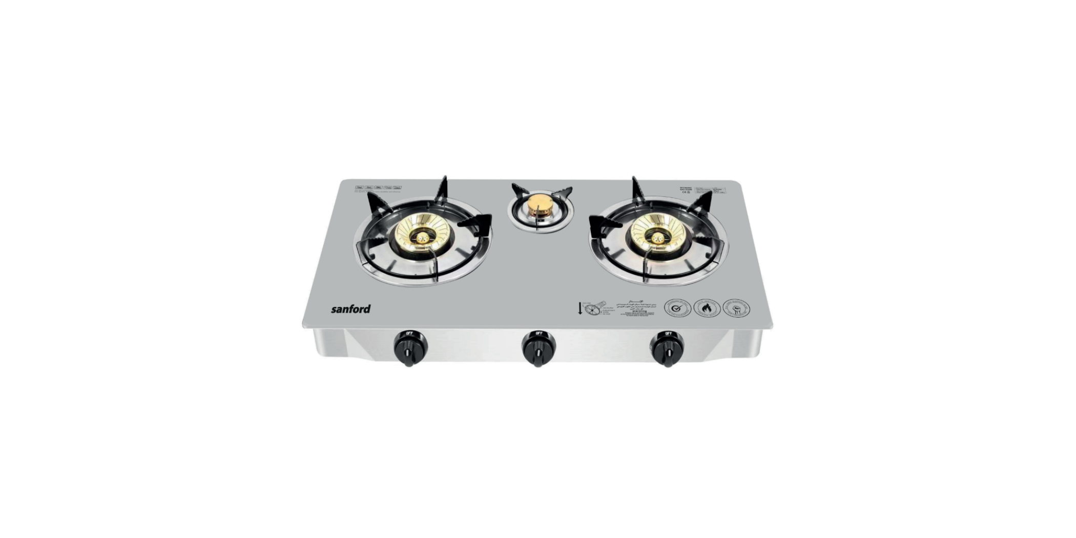 Sanford SAN730 SF5364GC-A Mirror Premium 3 Burner Hard Tempered Mirror Glass Gas Cooker