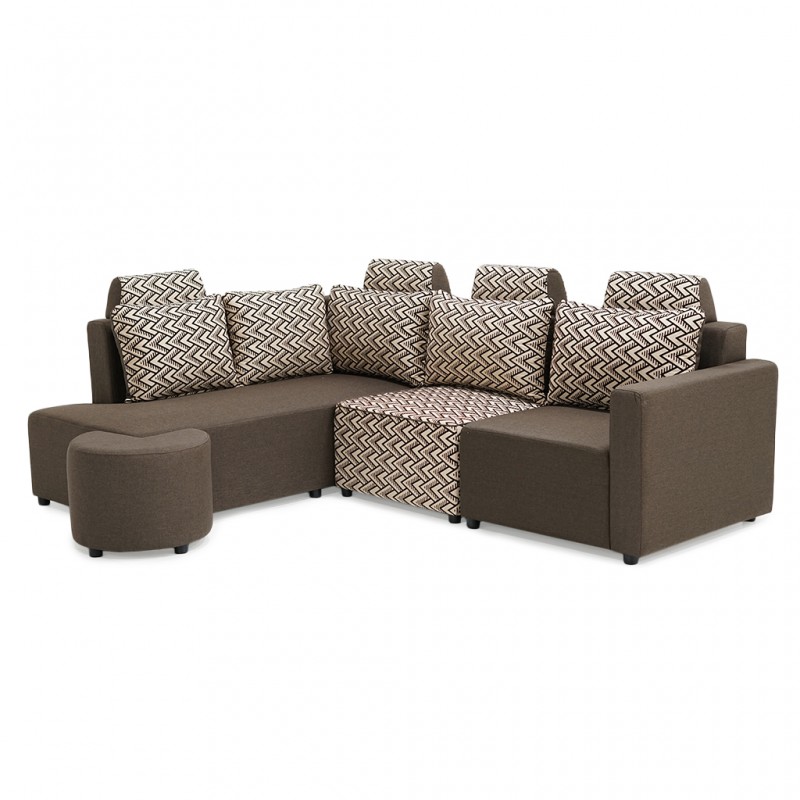Angelo Corner LHF Chaise+RHF 3Seater+Ottoman Brown Angelo Corner LHF Chaise+RHF 3Seater+Ottoman Brown