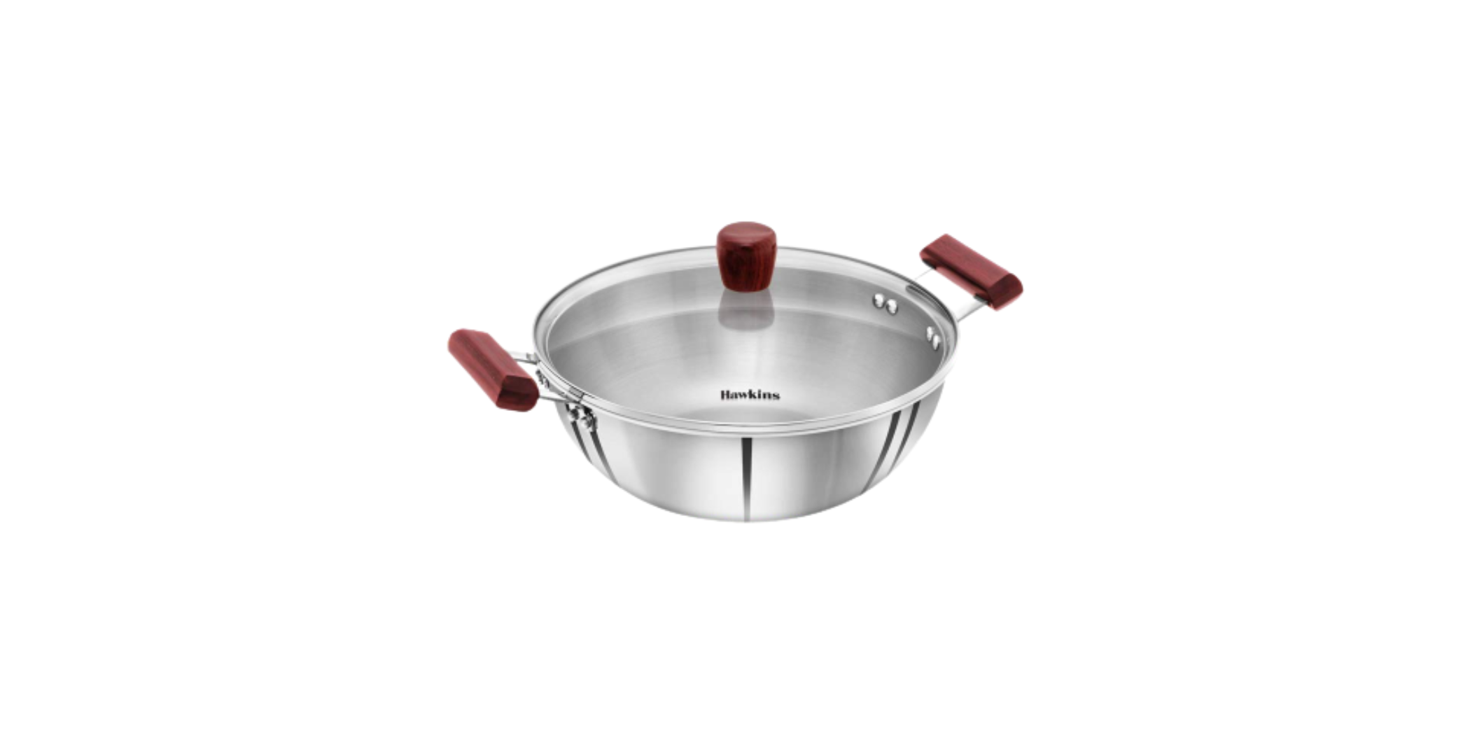 Hawkins SSK40G 4L 30cm 3mm Tri-Ply S/Steel Kadhai With Glass Lid