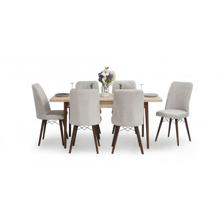 40030429 Yara Table+6 chairs (Extendable) 80x170 Beige