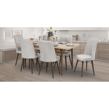 40030429 Yara Table+6 chairs (Extendable) 80x170 Beige