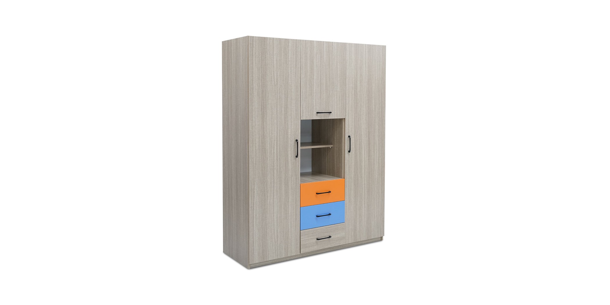 Zermatt Wardrobe 2 Doors and 3 Drawers in Melamine