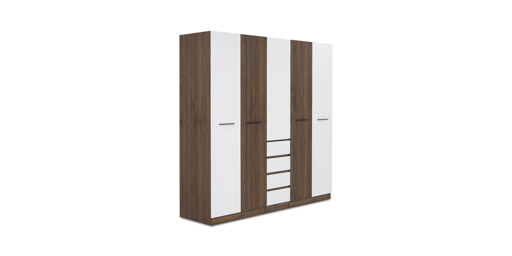 Azzurra Wardrobe 5 Doors Walnut & White