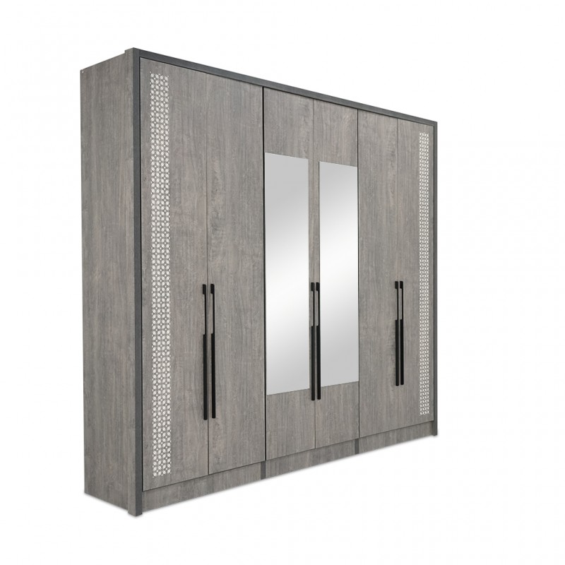 Feori Wardrobe 6 Doors Grey Feori Wardrobe 6 Doors Grey