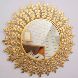 Wall Mirror Round Diameter 90 cm Metal - Gold Finish JC-MN6201