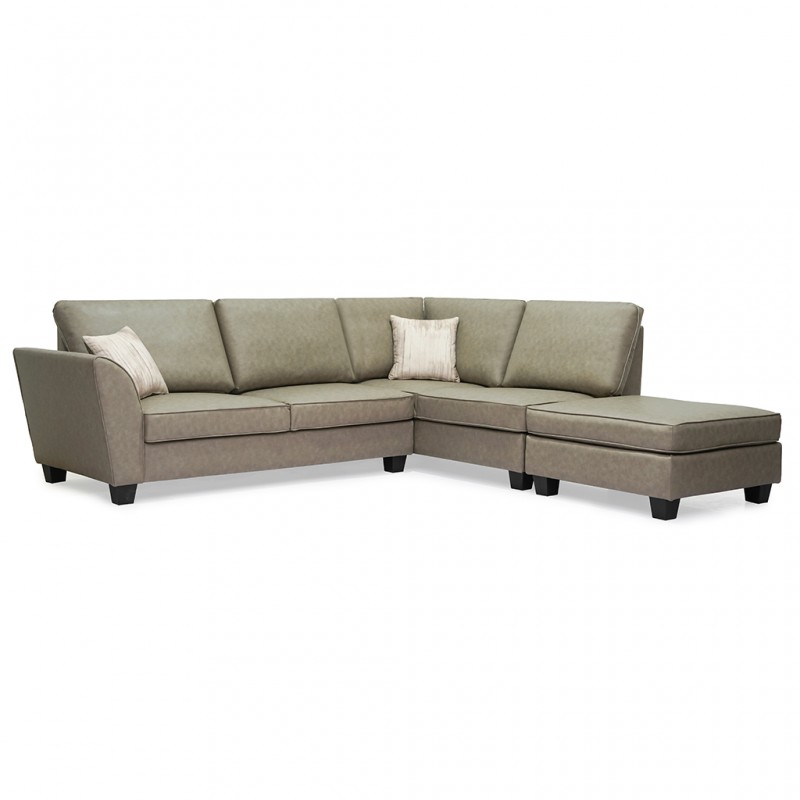 Bella Corner RHF Chaise+LHF 2Str+Otto Fabric Graphite Leather Gel