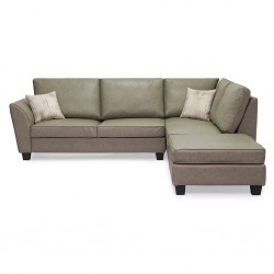 Bella Corner RHF Chaise+LHF 2Str+Otto Fabric Graphite Leather Gel