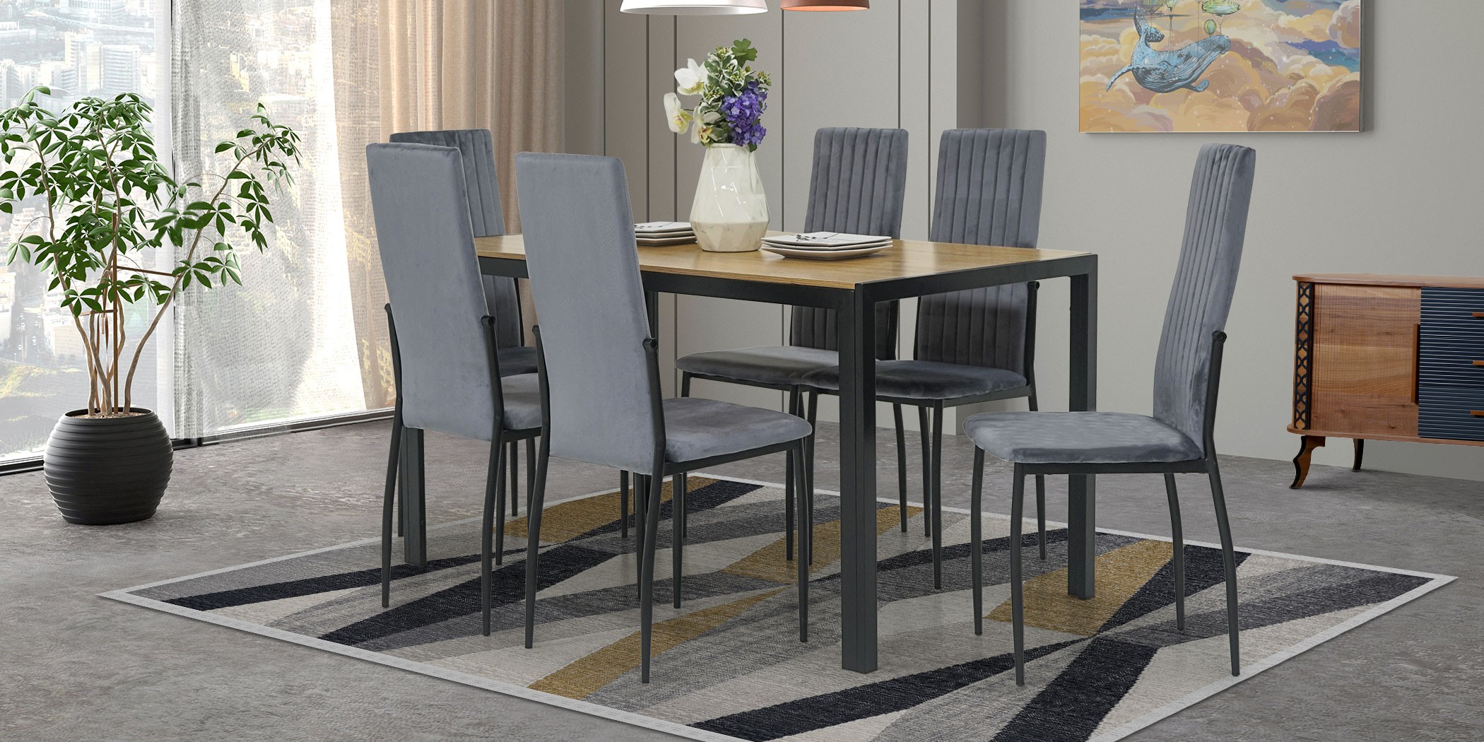 Breda Table and 6 Chairs Metal