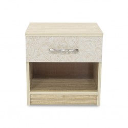 Basel Night Table in Melamine MDF Brown & Deco White