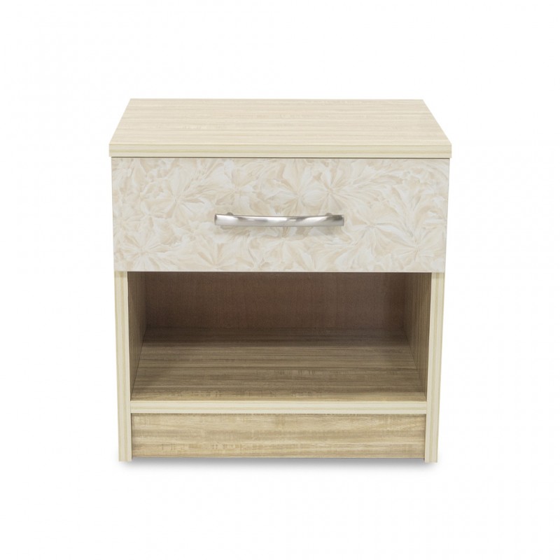 Basel Night Table in Melamine MDF Brown & Deco White Basel Night Table in Melamine MDF Brown & Deco White