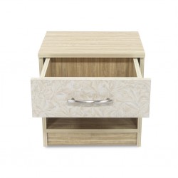 Basel Night Table in Melamine MDF Brown & Deco White