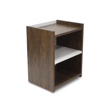 Shelton Night Table Brown Flame and White Matt