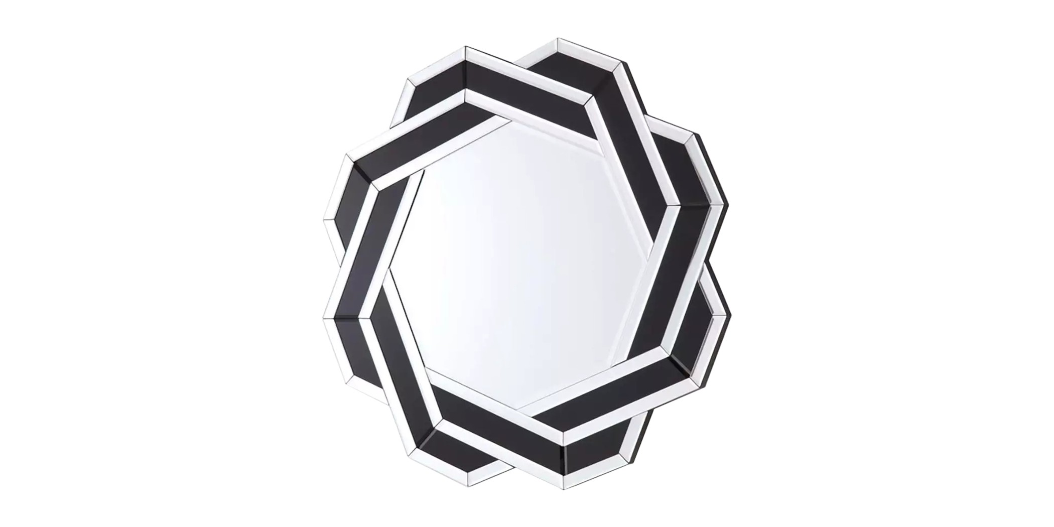 Wall Mirror Round Diameter 90 cm MDF - Silver & Black Finish JC-MN6205