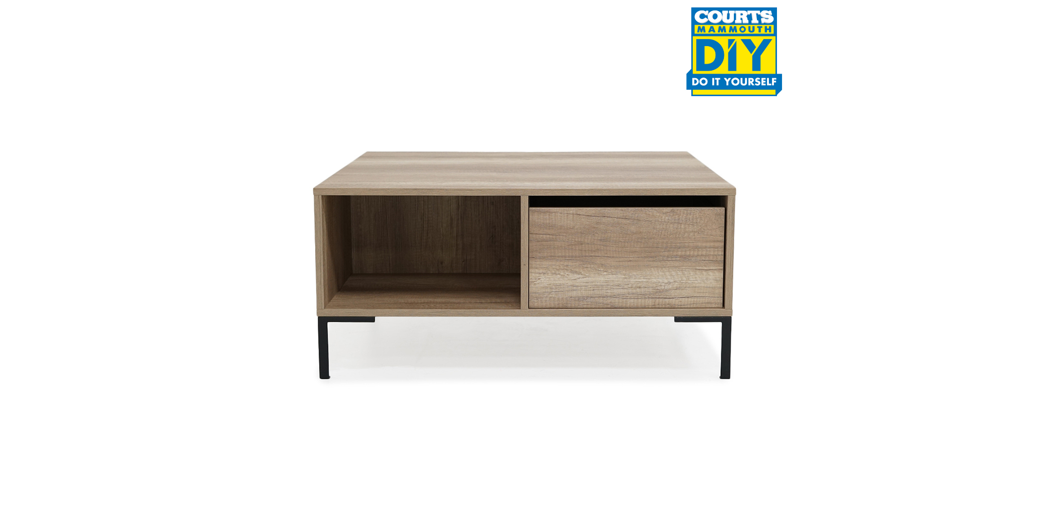 Ostend Square Coffee Table With Drawer & Metal Legs Tori