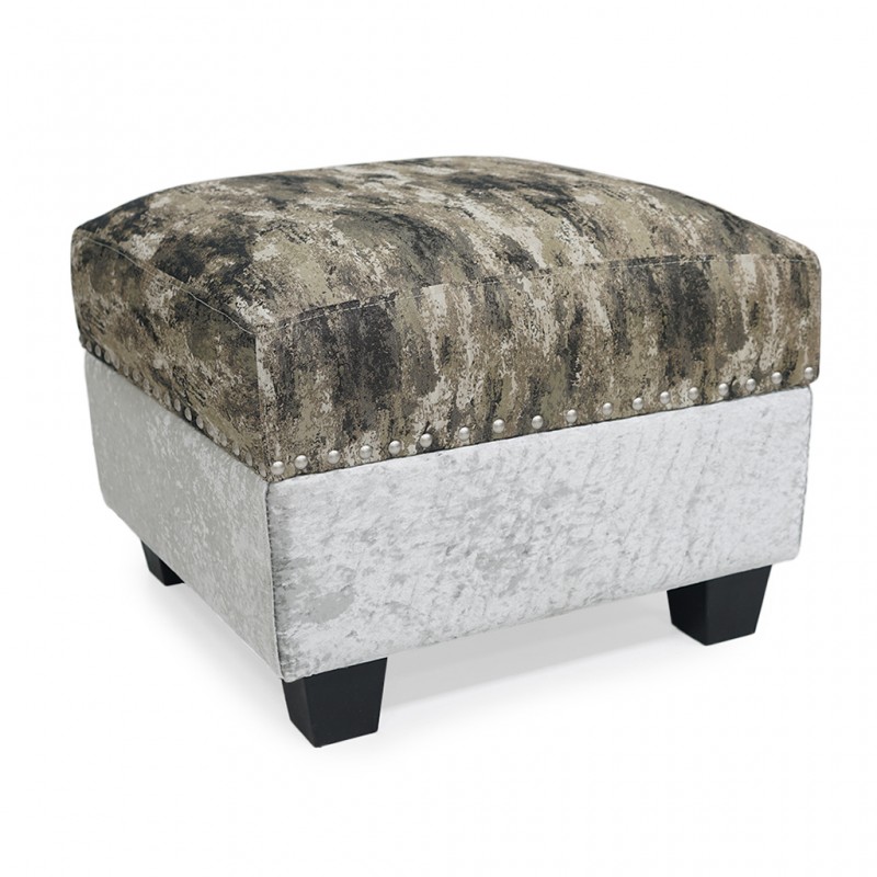 Marco Ottoman in Plain Silver/Pattern Fabric Marco Ottoman in Plain Silver/Pattern Fabric