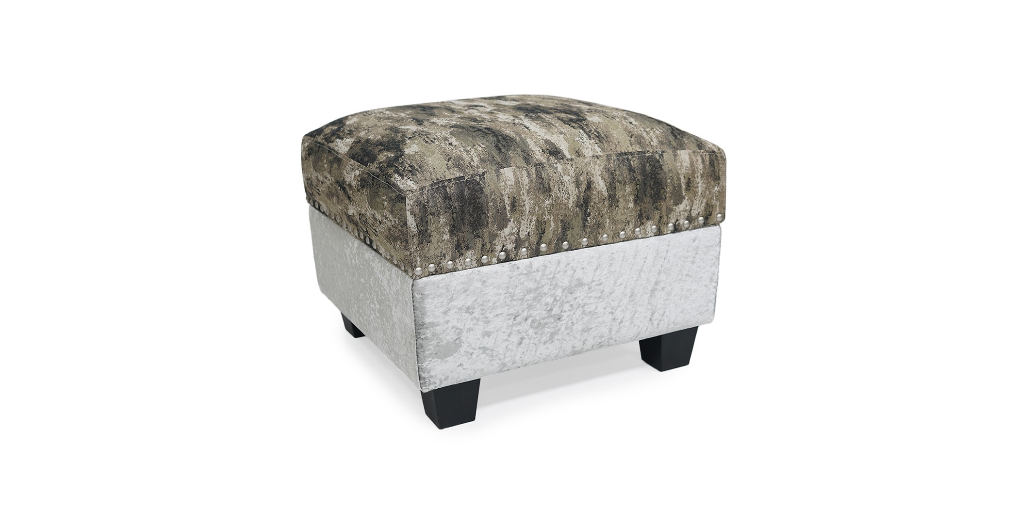 Marco Ottoman in Plain Silver/Pattern Fabric