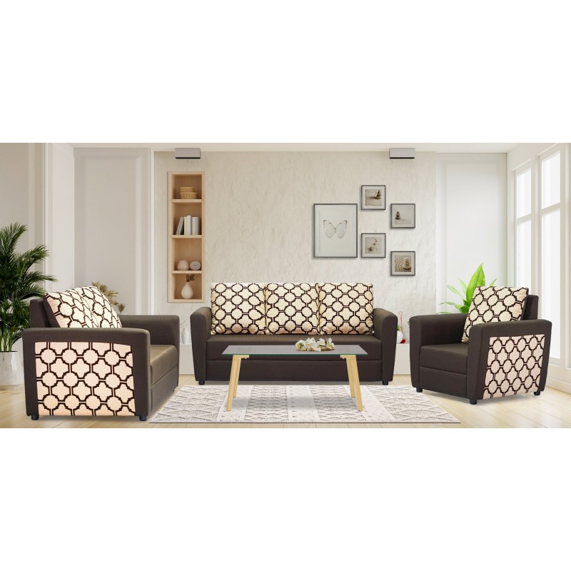 Olwen 3+2+1 Brown W/Pattern Beige/Brown Fabric Olwen 3+2+1 Brown W/Pattern Beige/Brown Fabric