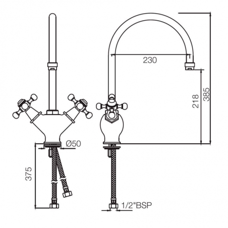 Queen Mono Sink Mixer With Swivel High Neck Spout QQT-CHR-7319B