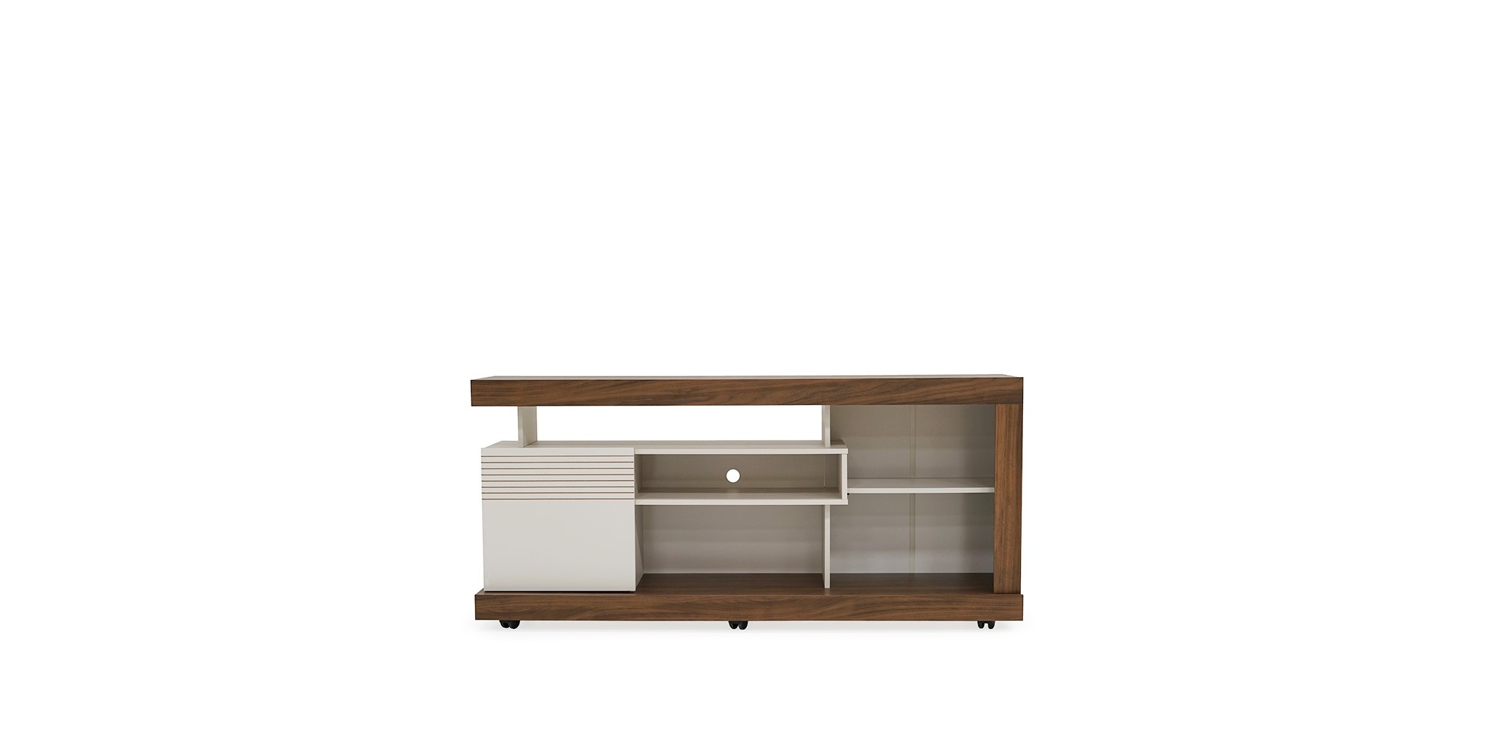Gramado Low TV Cabinet Off White/Walnut PB