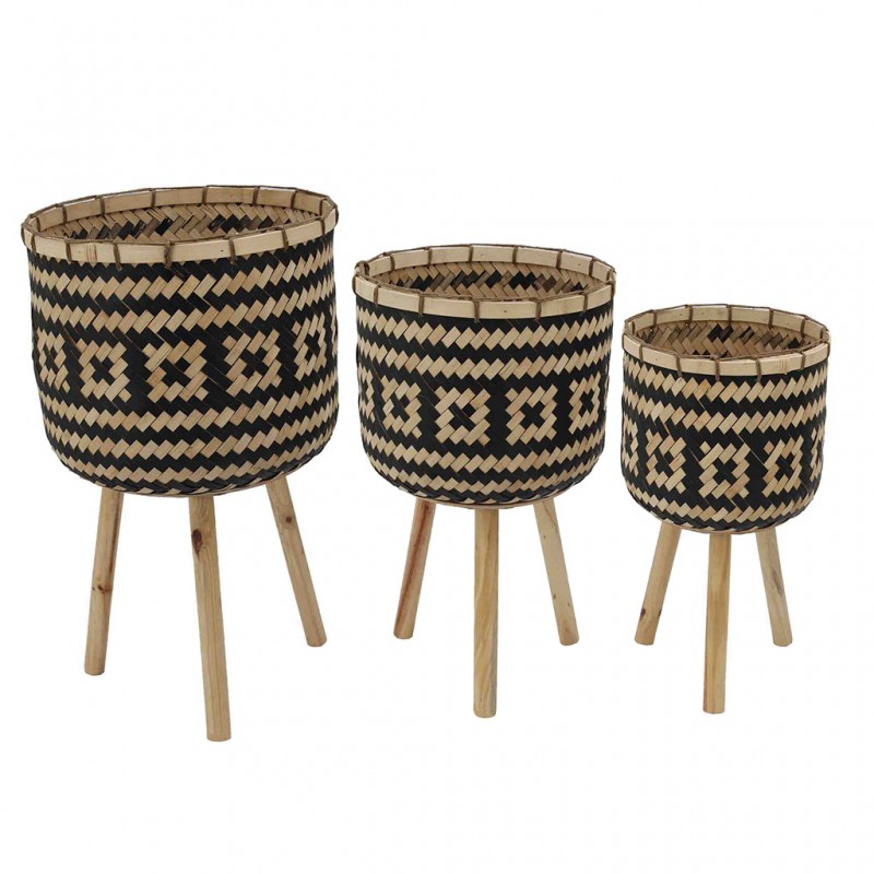 Set of 3 Rattan Flower Stand With Legs Set of 3 Rattan Flower Stand With Legs
