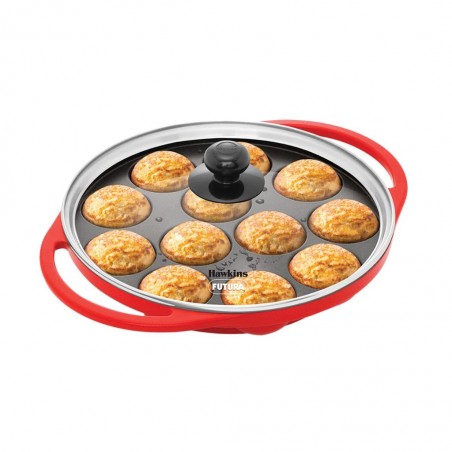 Hawkins NAPE26/24G 26cm Die Cast Non Stick Appe Pan 12 Cups With Glass Lid