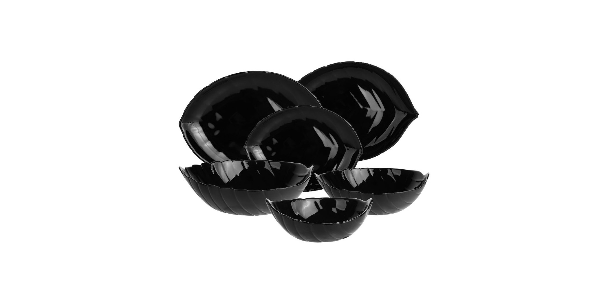 Dinner Set 29 PCS Opal Glass Black Leaf Design