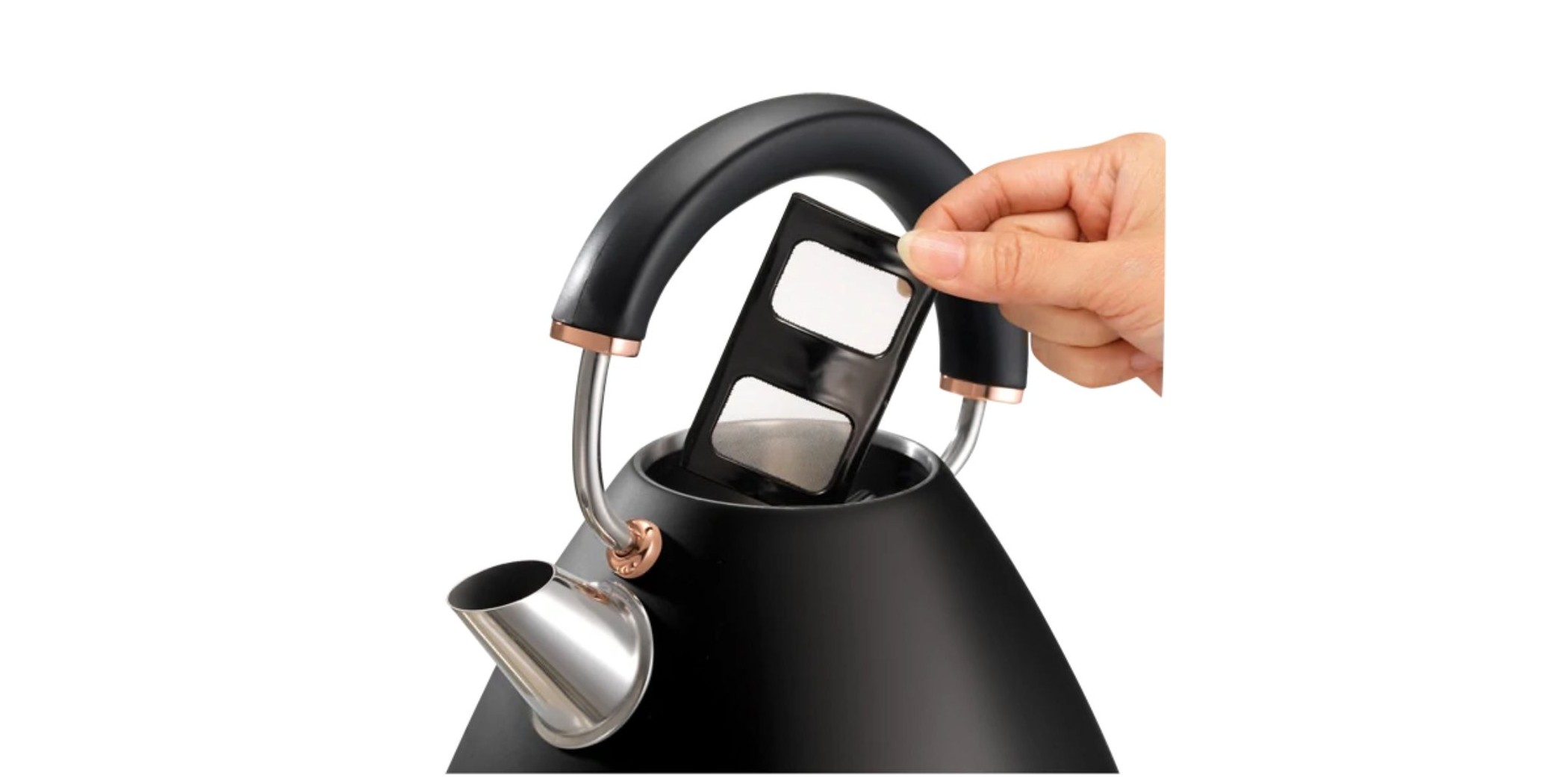 Morphy Richards 102104 1.5L Accents Rose Gold Black Pyramid Kettle