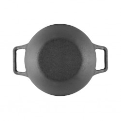 Meyer 48185 Pre-Seasoned Cast Iron 26cm Blk Kadai With Glass Lid