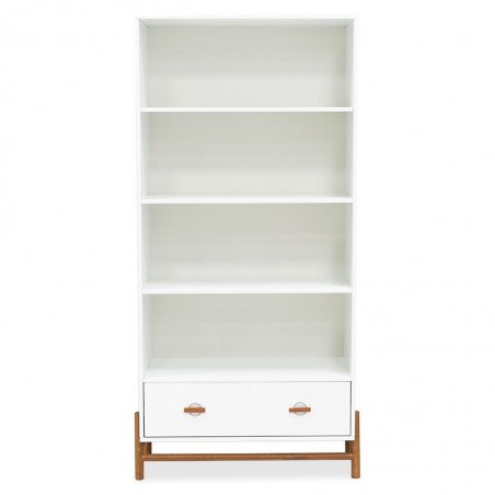 Ring Bookcase Solid Wood/MDF 1 Drawer White