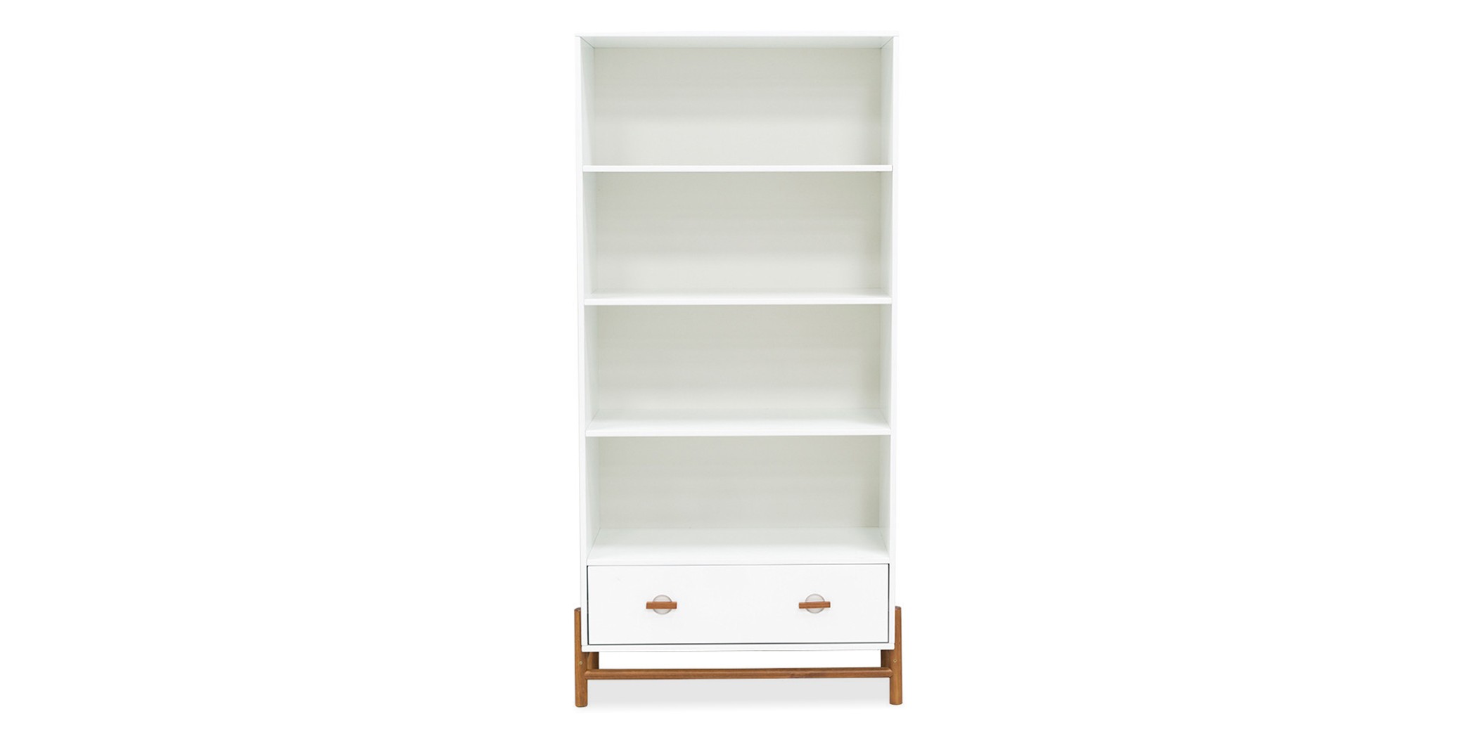 Ring Bookcase Solid Wood/MDF 1 Drawer White