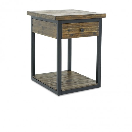 Claremont Side Table With Drawers & Metal Legs