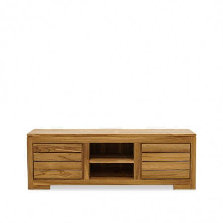 Seville Low TV Cabinet With 2 Shelves In Teak