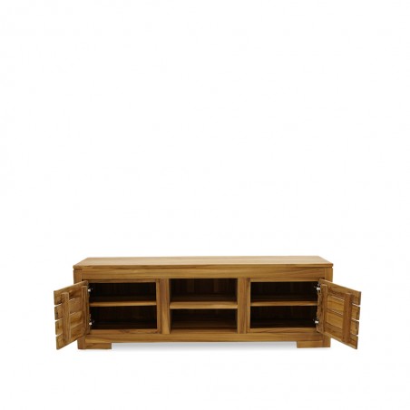 Seville Low TV Cabinet With 2 Shelves In Teak