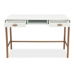 Ring Writing Desk Solid Wood & MDF 1 Drawer White