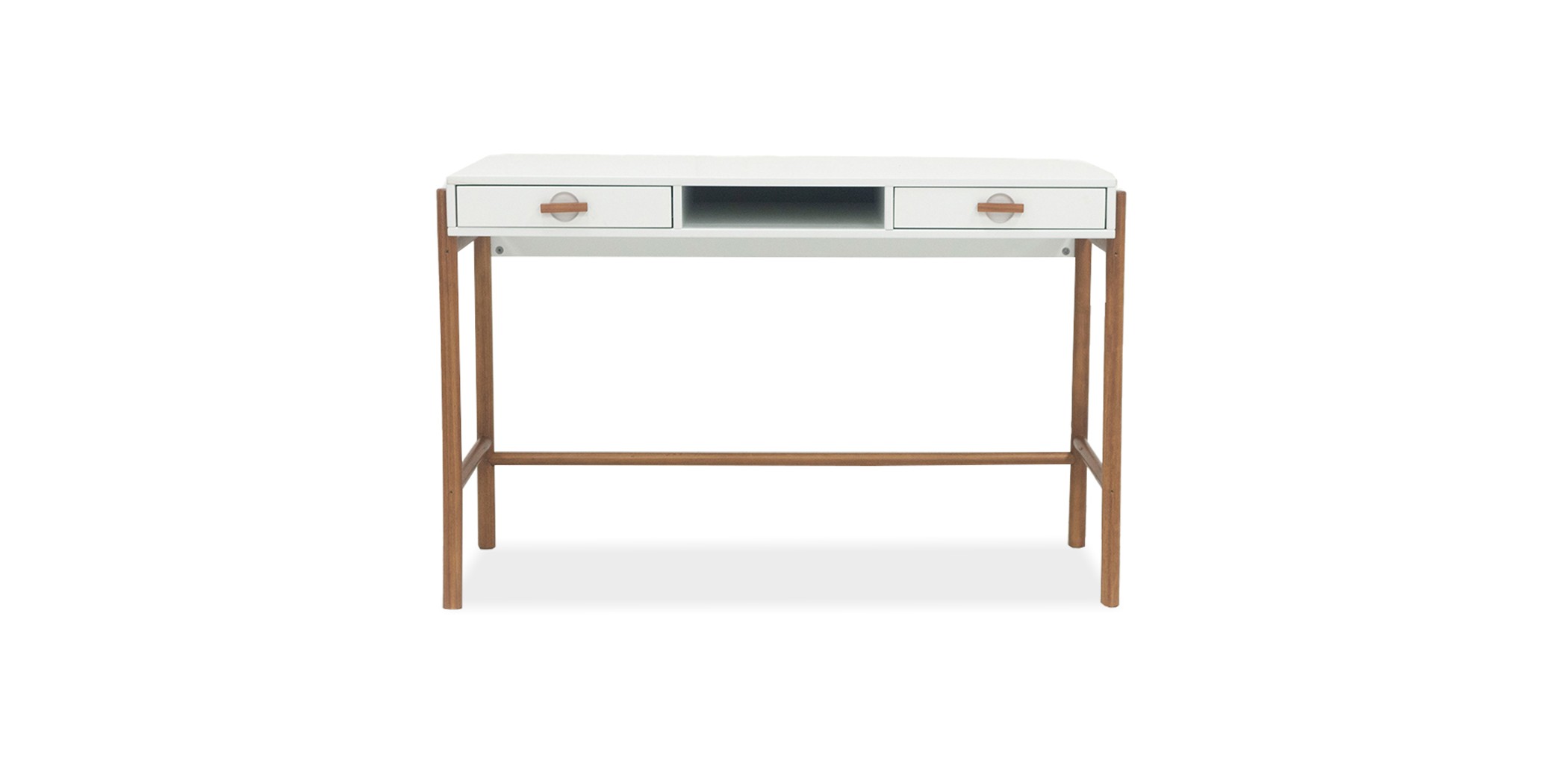 Ring Writing Desk Solid Wood & MDF 1 Drawer White