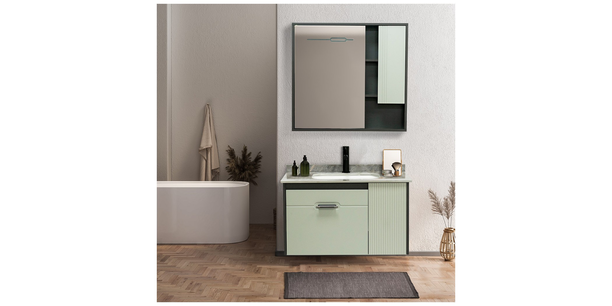 Bathroom Cabinet With Mirror Ref 2202-80YB
