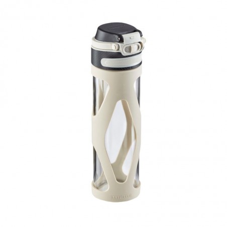 Leifheit LE020BGS Drinking 600ml Silver Bottle Glass Flip "O"