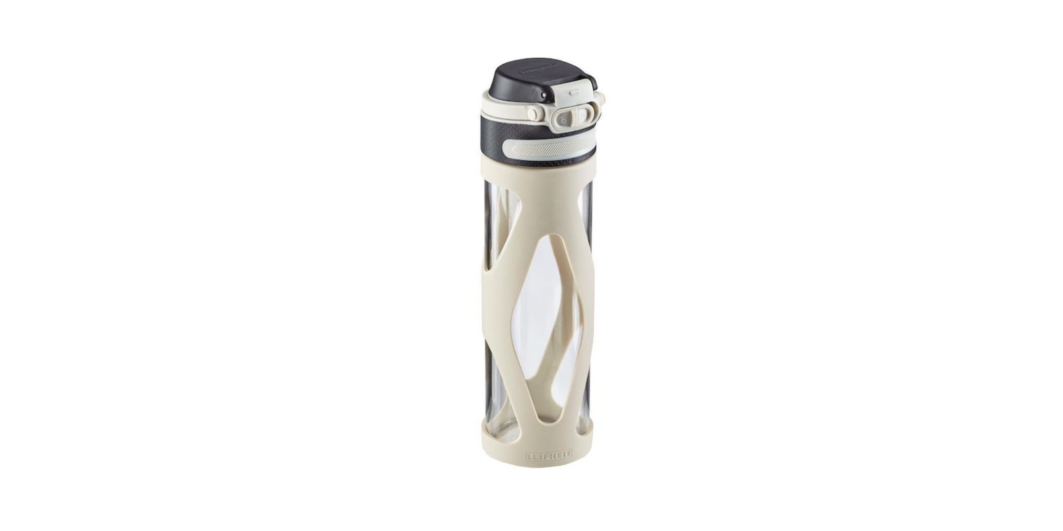 Leifheit LE020BGS Drinking 600ml Silver Bottle Glass Flip "O"