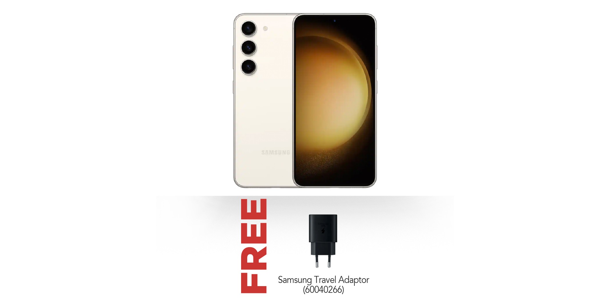 Samsung Galaxy S23 Plus Cream & Free Samsung Travel Adaptor- TA800