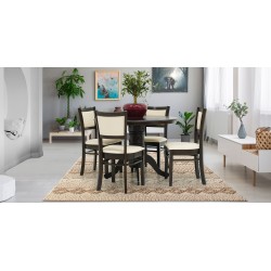 Esther Round Table and 4 Chairs Rubberwood