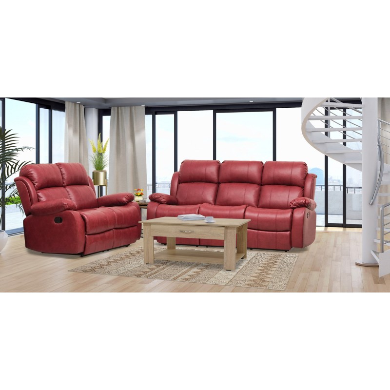 Vercelli Sofa 3+2 Fabric Red Leather Gel