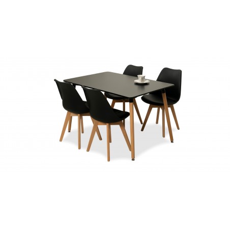 Adrian Table & 4 Chairs Black