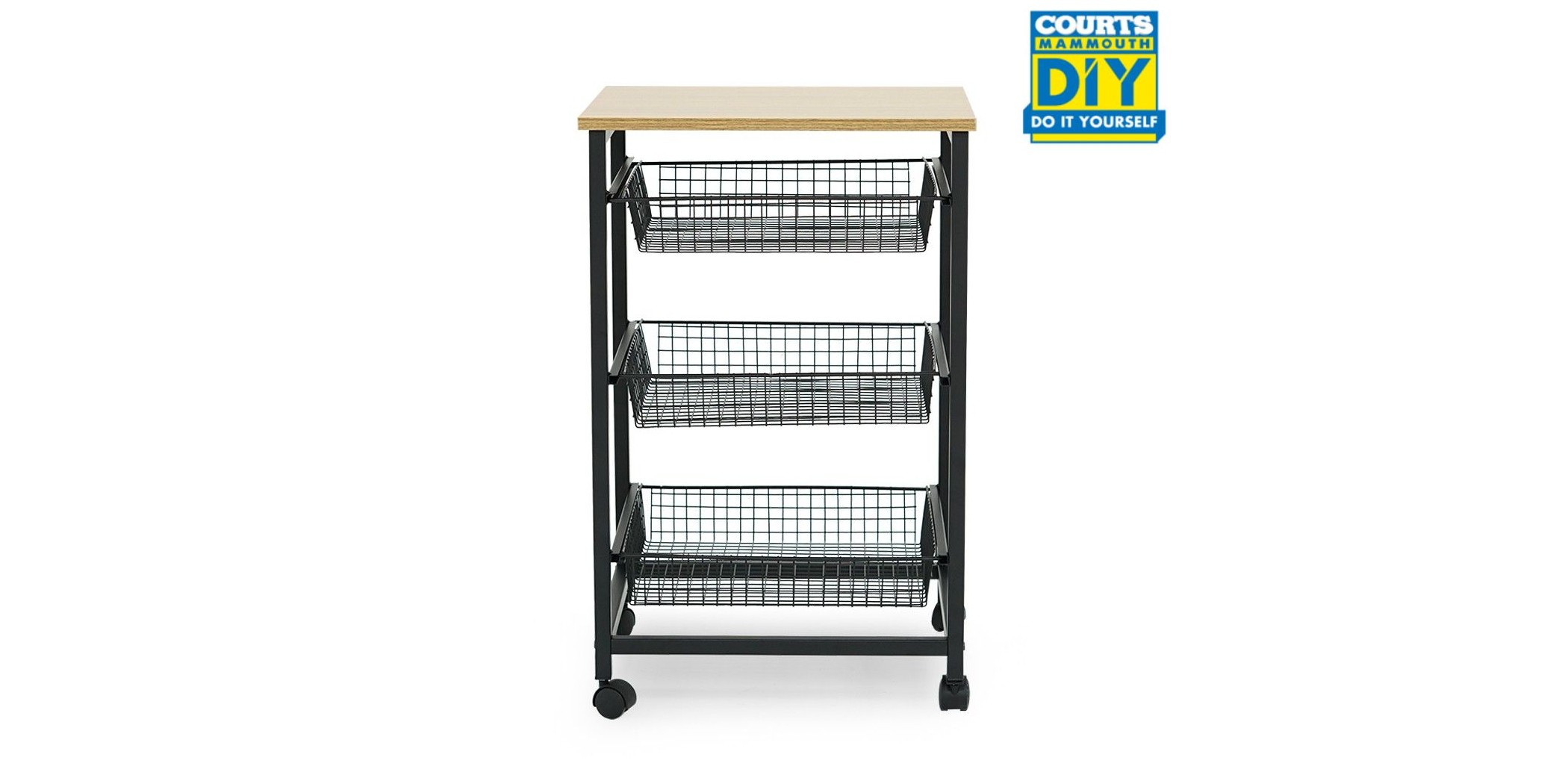 Caterina Kitchen Trolley in Particle Board & Metal