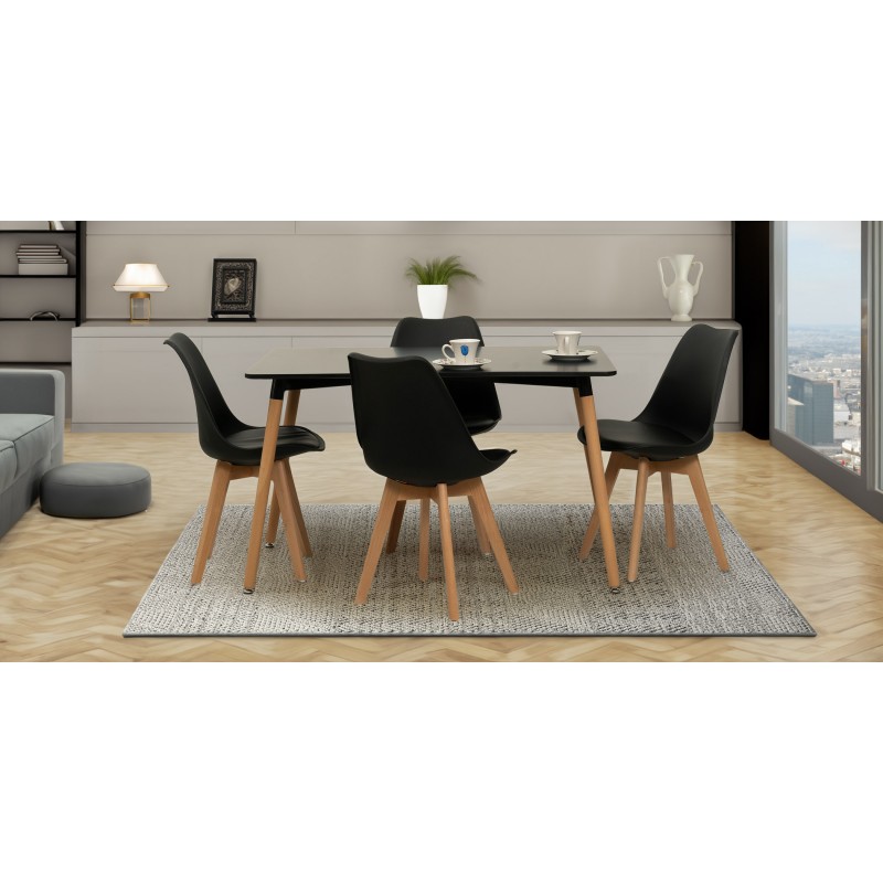 Adrian Table & 4 Chairs Black Adrian Table & 4 Chairs Black